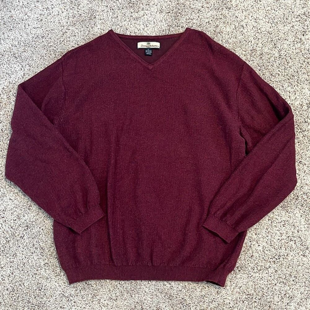 Tommy Bahama Burgundy V-Neck Sweater Size XL - Picture 2 of 5